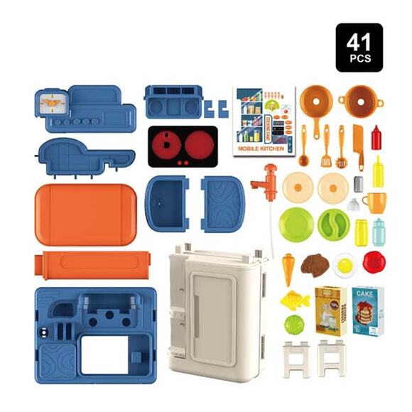 4-in-1 Mobile Kitchen Playset 41PCS Travel Luggage Cooking Toddlers Girls Boys - Picture 6 of 12